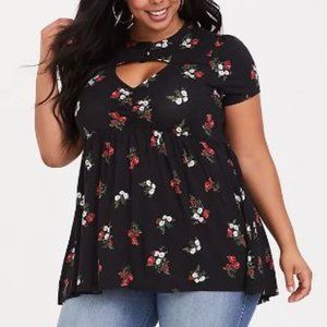 torrid | Super Soft Choker Neck Babydoll Tee - Size 0